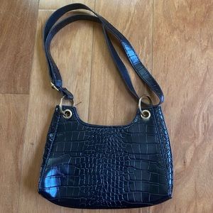 NWOT Faux Croc Black Purse